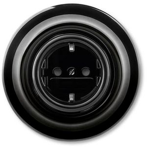 Wandcontactdoos inbouw decento zwart porselein (MU20 EUJ-64 black)