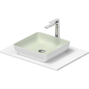 SIVIDA #268017 wastafelblad incl. opzetkom buitenzijde wit zijdemat binnenzijde lichtgroen 680mm
