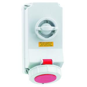 Wandcontactdoos 3h 32A 4P 440V IP67 225x118 QC A/V Ni
