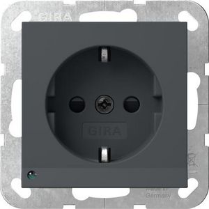 wandcontactdoos met randaarde ledlicht + Safety Plus System 55 antraciet