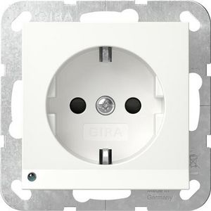 wandcontactdoos met randaarde ledlicht + Safety Plus System 55 zuiver wit