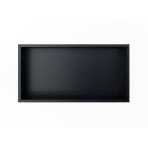 BASIC BOX inbouwnis 600x300x70mm rvs met flens mat zwart
