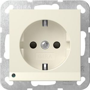 wandcontactdoos met randaarde ledlicht + Safety Plus System 55 creme wit