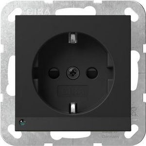wandcontactdoos met randaarde ledlicht + Safety Plus System 55 zwart m