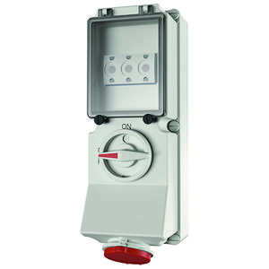 Wandcontactdoos 32A 5-polig  6H 400V IP44 DUO zek