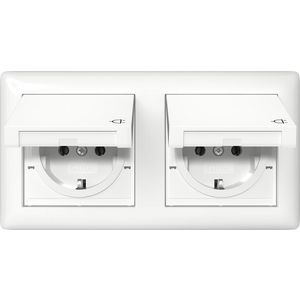 wandcontactdoos met randaarde KD + set IP44 + afd.r 2-voudig Gira Standard 55 zuiver wit