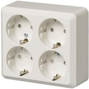 Opbouw 4-voudige Wandcontactdoos met randaarde