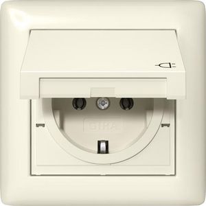 wandcontactdoos met randaarde KD + set IP44 + Afdekraam 1-voudig Gira Standard 55 creme wit
