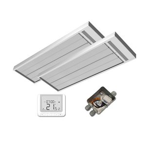 Werkplekverwarmingsset (2x infraroodstraler 1200W) 2-4 personen incl. draadloze thermostaat