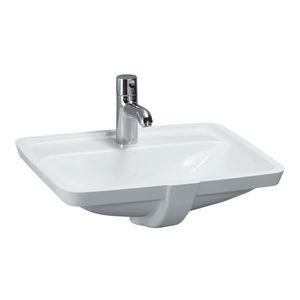 Onderbouwwastafel 510x420mm 1 kraangat met overloop lcc-wit