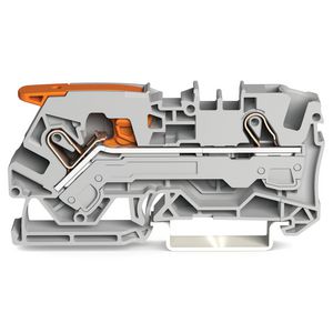 2-draads rijgklem met hendel en Push-in 6 mm² grijs VVE=25