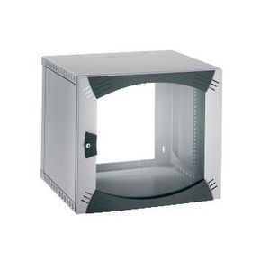 Wandkast 6HE Vast raam 19" Ruitdeur 400mm RAL7035