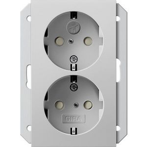 2-voudig wandcontactdoos met randaarde Safety Plus v. IB-doos 1,5-voudig System 55 grijs m