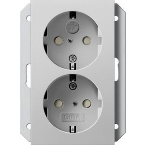 2-voudig wandcontactdoos met randaarde Safety Plus v. IB-doos 1-voudig System 55 grijs m