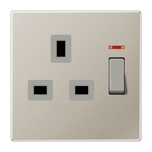 Wandcontactdoos edelstaal Brit.St.m.controleschakelaar LS