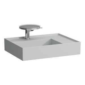 Wastafel sAPhirkeramik rechts 600x460 met kraangat mat grijs