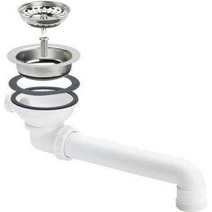 Spoelbakafvoerplug 1.1/2" tbv Ø90mm afvoeropening incl. zeefkorf+afvoerbocht