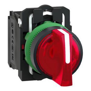 Illuminated selector switch plastic red 22 3 poss stay put,