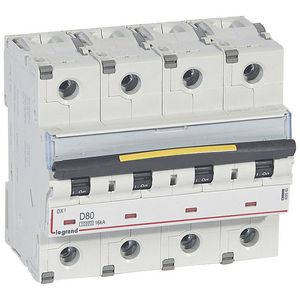 Installatieautomaat 4-polig D-karakteristiek 80A 10000A/16kA DX³ DIN