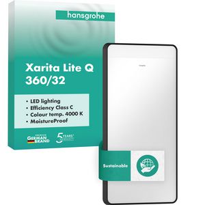 Spiegel horiz. LED 360/30 wandschakelaar mat zwart Xarita Lite Q