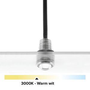 LED mini IP67 11mm 1W 3000K met lens zilver
