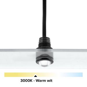 LED mini IP67 11mm 0,5W 3000K met lens zwart