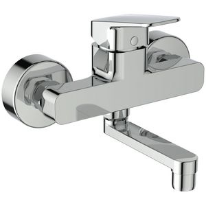 Wandmengkraan CERAPLAN 1-hendel 150mm met onderuitloop chroom incl. S-koppelingen