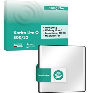 Spiegel verticale LED 800/30 wandschakelaar mat zwart Xarita Lite Q