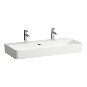 Wast. 950x420mm 2 kr.gaten m. overl. gesl. onderzijde wit