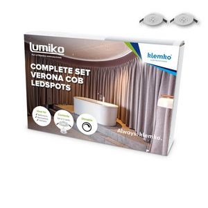 Ledspot compleet Verona pakket met 2x COB 3000K dimbaar
