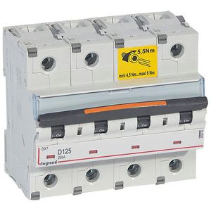 Installatieautomaat 4-polig D-karakteristiek 125A 25kA DX³ DIN
