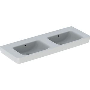 Renova Plan dub wastafel 130x48cm zonder kraangat met overloop wit
