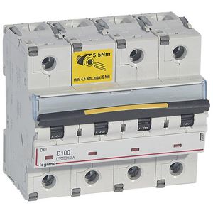 Installatieautomaat 4-polig D-karakteristiek 100A 10000A/16kA DX³ DIN