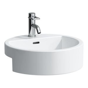 Half-inbouwwastafel 460 1 kraangat met overloop wit