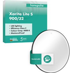 Spiegel ronde LED 900/30 wandschakelaar mat zwart Xarita Lite S
