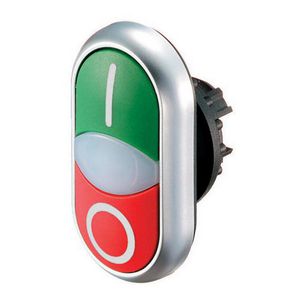 Dubb.drukknop+sign.lamp groen I/wit/rood 0 titanium