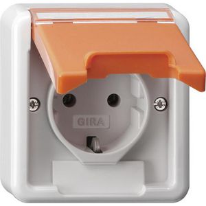 wandcontactdoos met randaarde KD + TK (BK) spatwaterdicht opbouw oranje