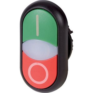 Dubb.drukknop+sign.lamp groen I/wit/rood 0 zwart VVE=5