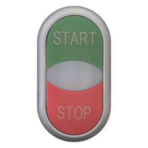 Dubb.drukknop+sign.lamp groen Start/wit/rood Stop tit.