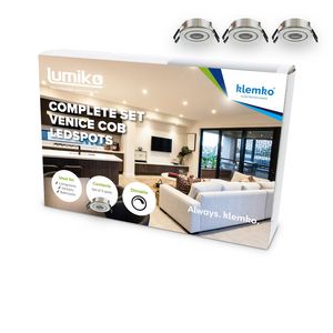 Ledspot compleet Venice pakket met 3x COB 3000K dimbaar