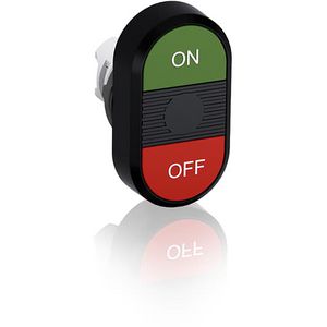 Dubbele drukknop groen/rood met on/off tekst