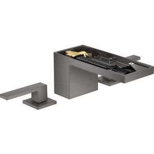 AXOR MyEdition 3-gats wastafelmengkraan 70 en afvoerplug zonder plaat Brushed Black Chrome