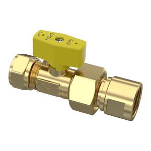 Gaskogelkraan 15mm knel x koppeling 1/2" bn. DN12 VVE=50