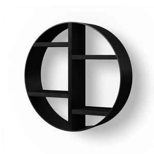 Wooden Box Round 50 cm, eiken black, mat zwart