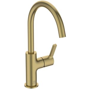 Joy wastafelmengkraan 5l/min. met hoge uitloop zonder waste brushed gold (mat goudkleurig)