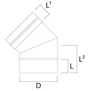 EW diameter 130mm bocht 45° I316L (D0,5)