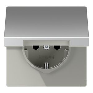 Wandcontactdoos aluminium besch.cont.aanr.veil klapd
