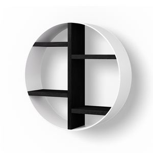 Wooden Box Round 50 cm, eiken black, mat wit