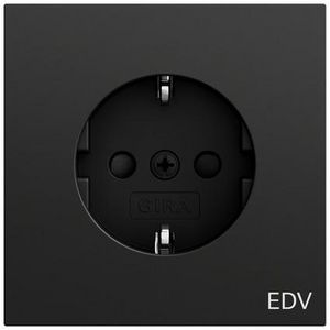 wandcontactdoos met randaarde opdr.EDV + Safety Plus System 70 zwart m(gel.)