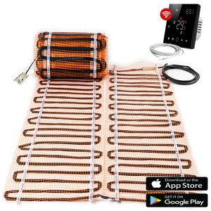 Elektrische vloerverwarming mat-uitvoering 11m² 1100W (100w/m²) incl. wifi thermostaat zwart